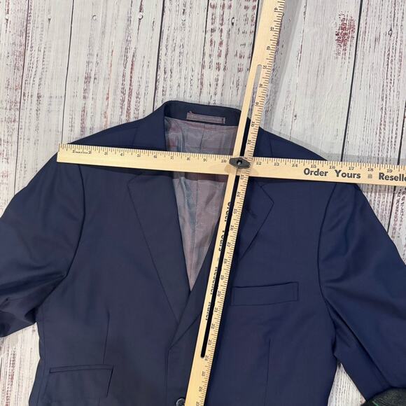 Holland & Sherry Bespoke Navy Super 130s Wool Blazer 38R Double Vents - Picture 7 of 10